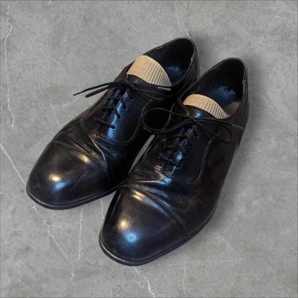 Florsheim‎ Men’s Cap Toe Oxford Dress Shoe Size 9.5 Black Flex Insloe - Picture 1 of 13